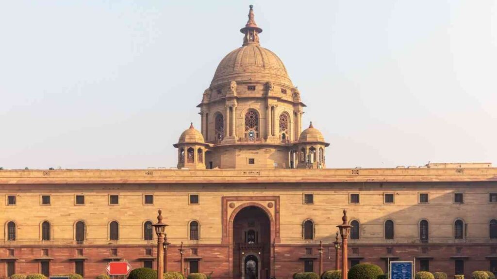 Historic government building in India representing the legacy of Chanakya, the Father of Political Science in India, symbolizing leadership and administration.